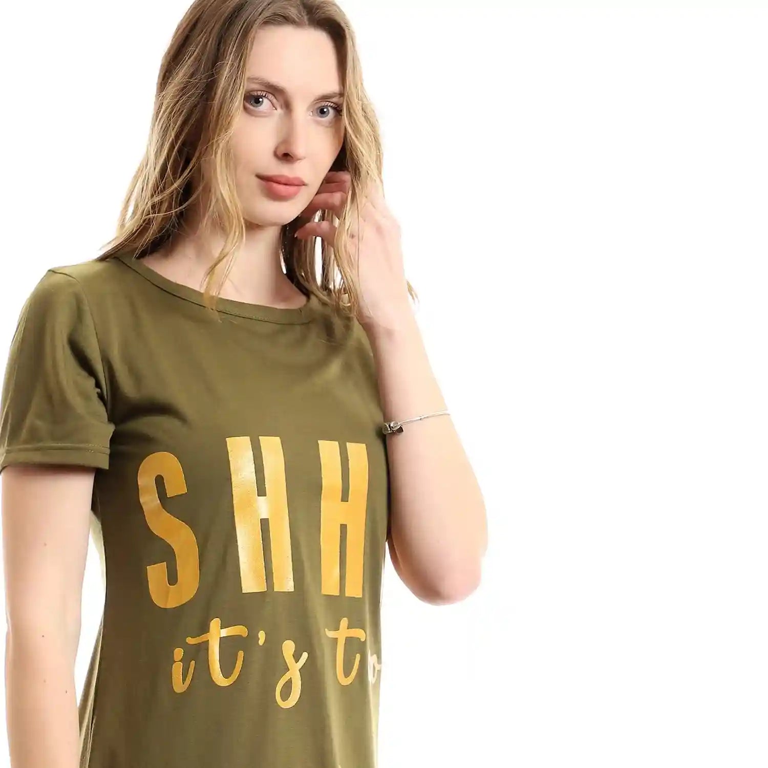offcliff Women Printed SHHH Slip On Crew Short Nightdresses & Nightshirts