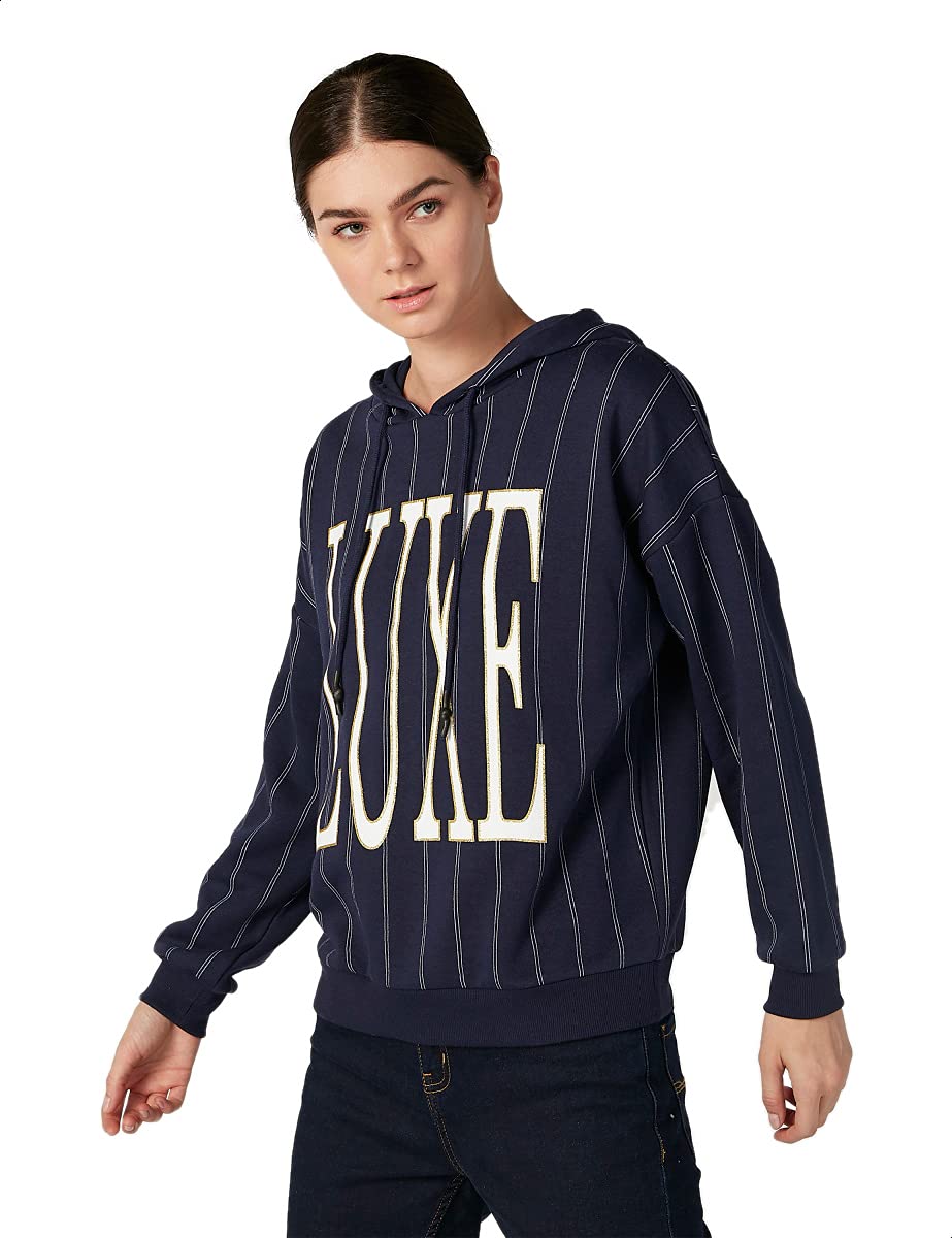 Splash Striped Front Print Long Sleeves Hooded Sweatshirt for Women
