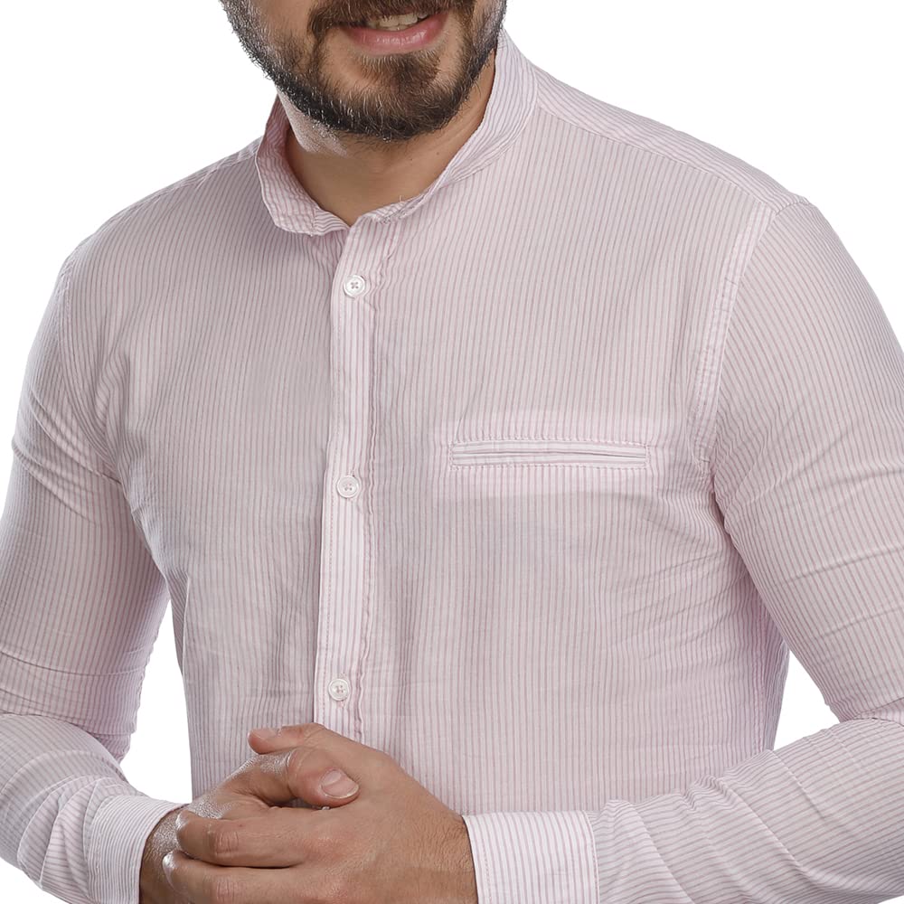 قميص سادة بقصة ضيقة واكمام طويلة للرجال من كوب,