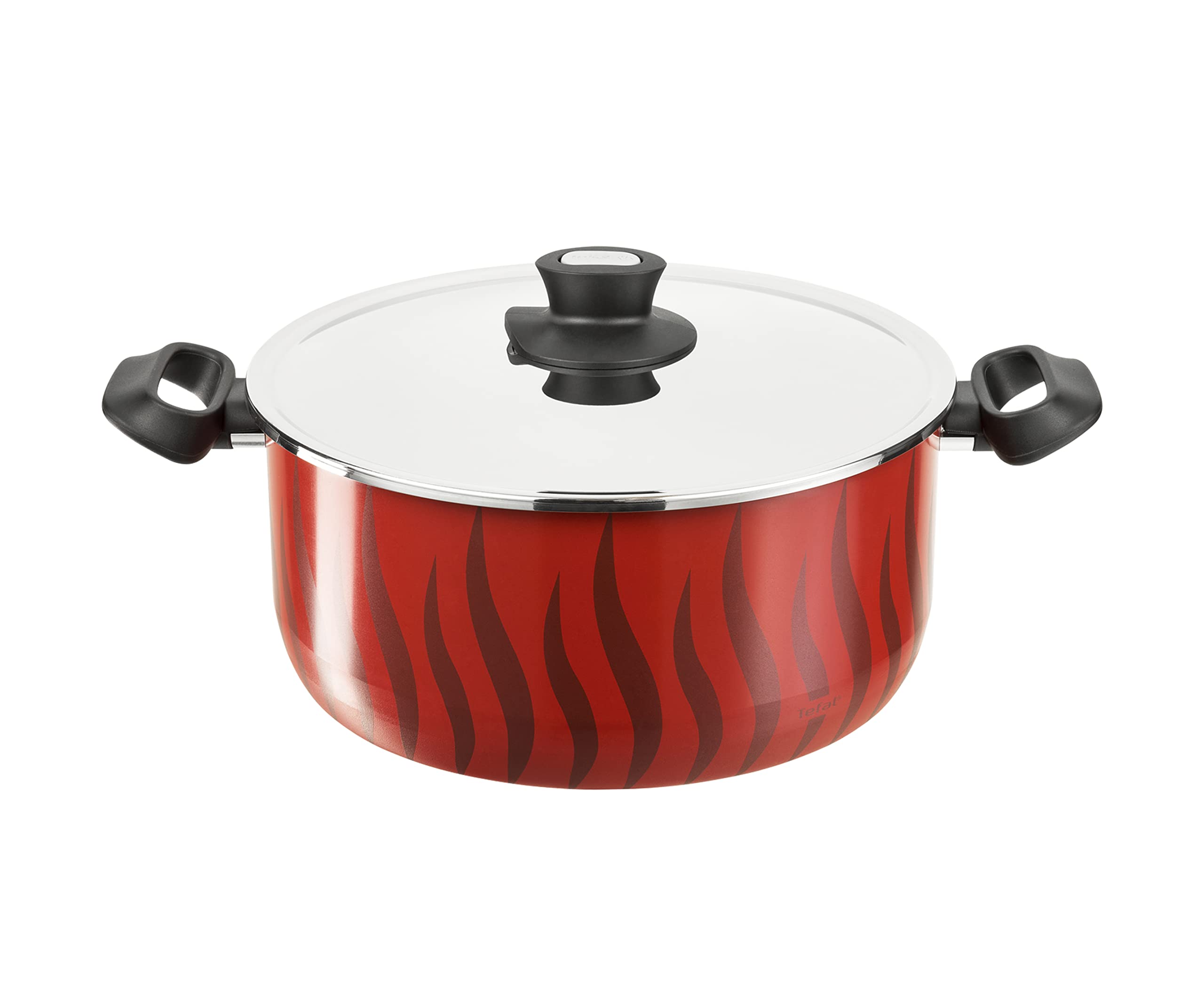 طقم قدور تفال تمبو، 5 قطع، مقاسات (18-20-24-26-28) سم، باللون الأحمر - 220089958 (خدش بسيط)