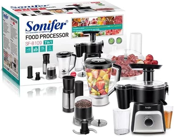 ماكينة مطبخ سونيفر 7 في 1 – 450 وات | جهاز متعدد الوظائف لتحضير الطعام بسهولة