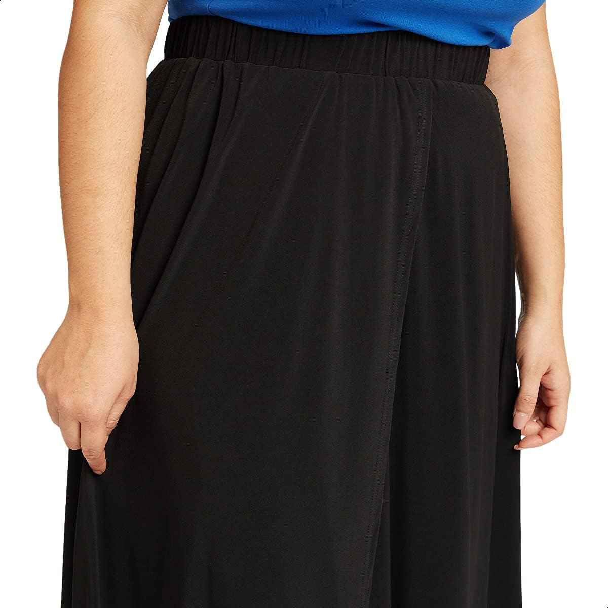 Splash Elastic-Waistband Asymmetric-Hem Solid Maxi Skirt for Women