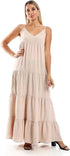 JAMILA Women Spaghetti Sleeves Tiered Dress DRESS - Safqqa Egypt