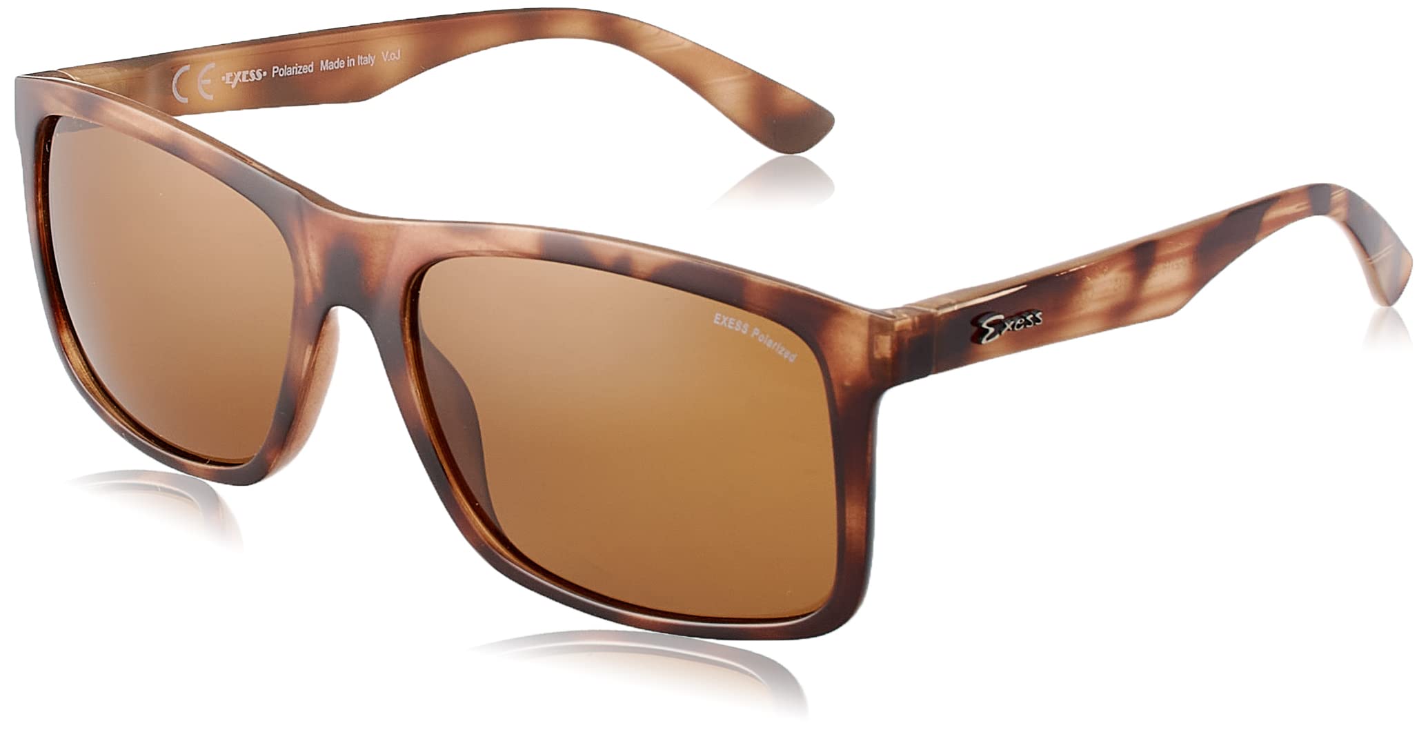 Exess Mens Exess Rectangular Brown Polarized Casual Sunglasses Sunglasses