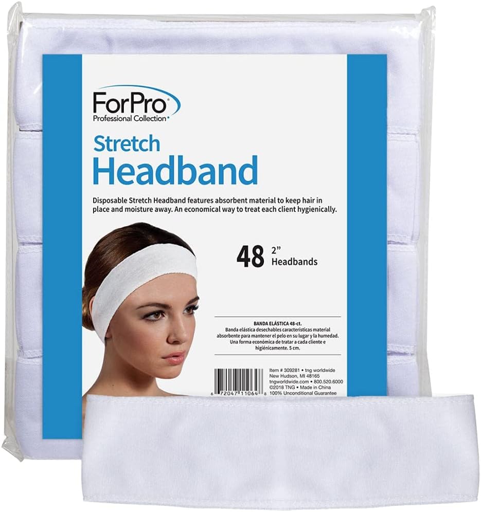 ForPro Stretch Headbands - Moisture Absorbent Disposable Spa Headbands -  48-Count