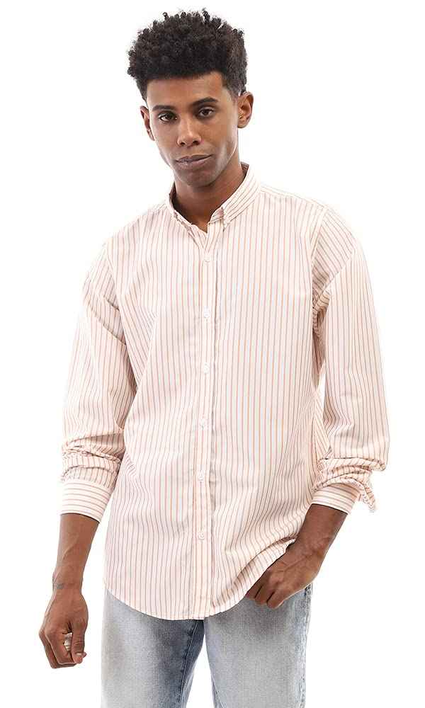 Ravin mens Ravin 95001 Bi-Tone Candy Stripes Elegant Shirt - White & Light Orange Shirt