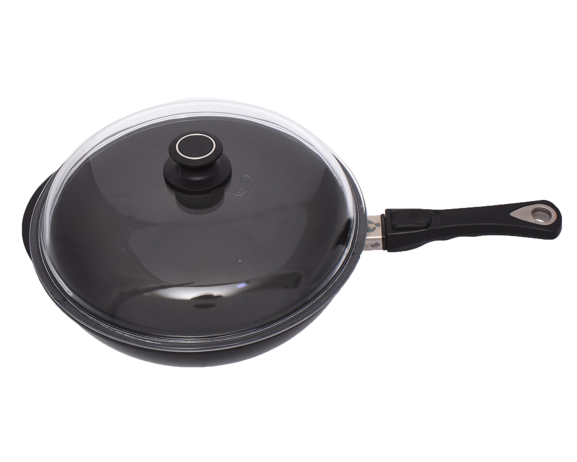 طاسة ووك من التيتانيوم بمقبض قابل للإزالة للطهي الصحي