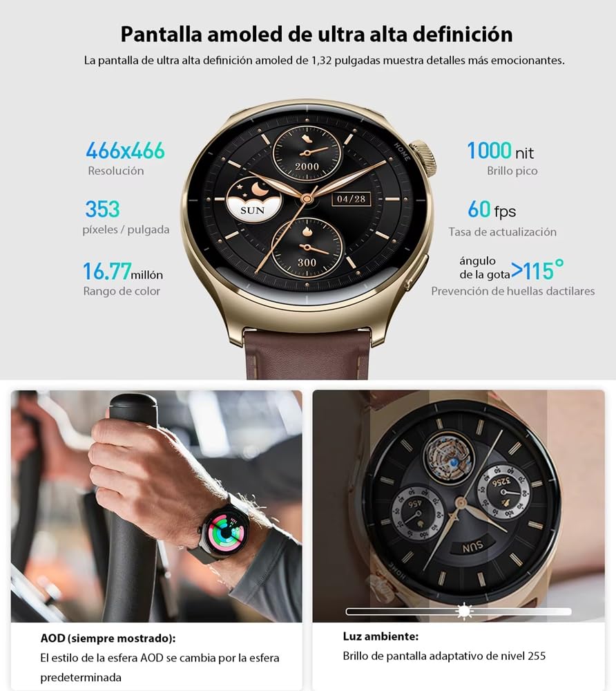 ساعة ذكية Mibro Lite 3 Pro بشاشة AMOLED 1.32" مع GPS ومكالمات بلوتوث و150 وضع رياضي
