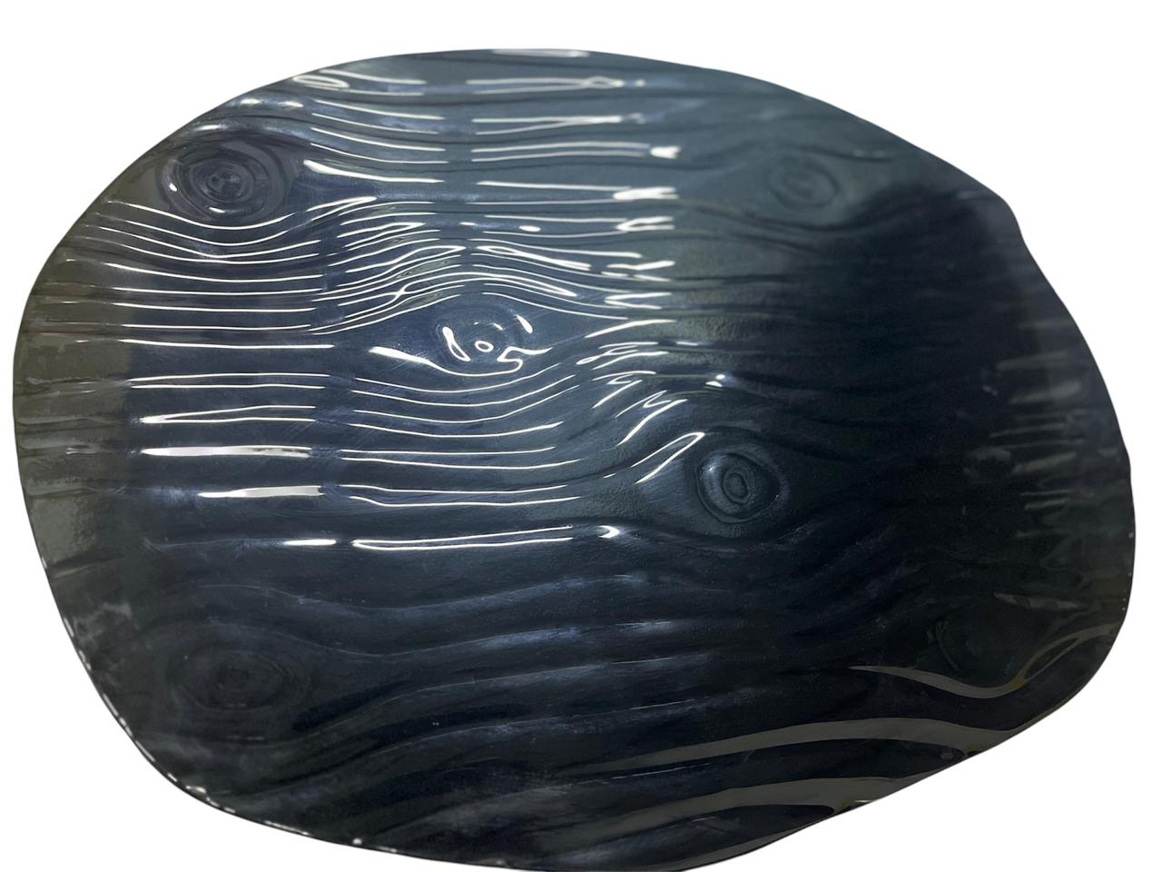 طبق زجاج بيضاوي روزا مقاس 37 × 48 سم لون أسود للتقديم والديكور