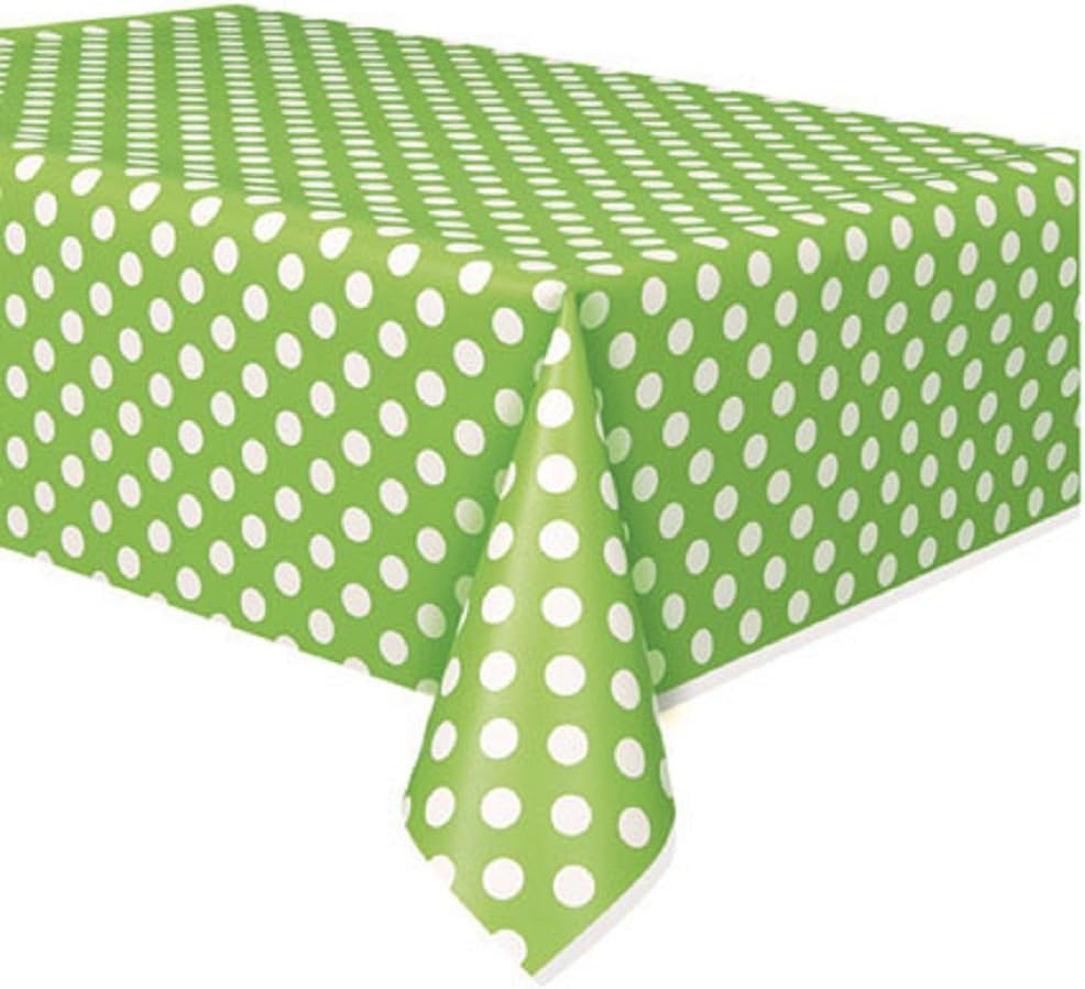 Unique Polka Dot Plastic Tablecloth, Lime Green