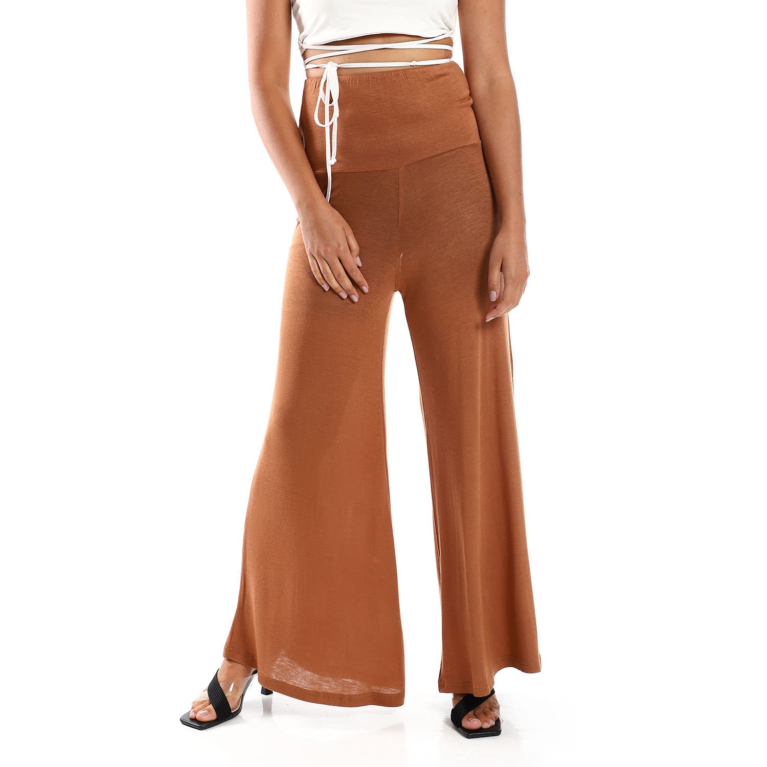 JAMILA Women Solid Pattern Flare Fit Pants - Safqqa Egypt