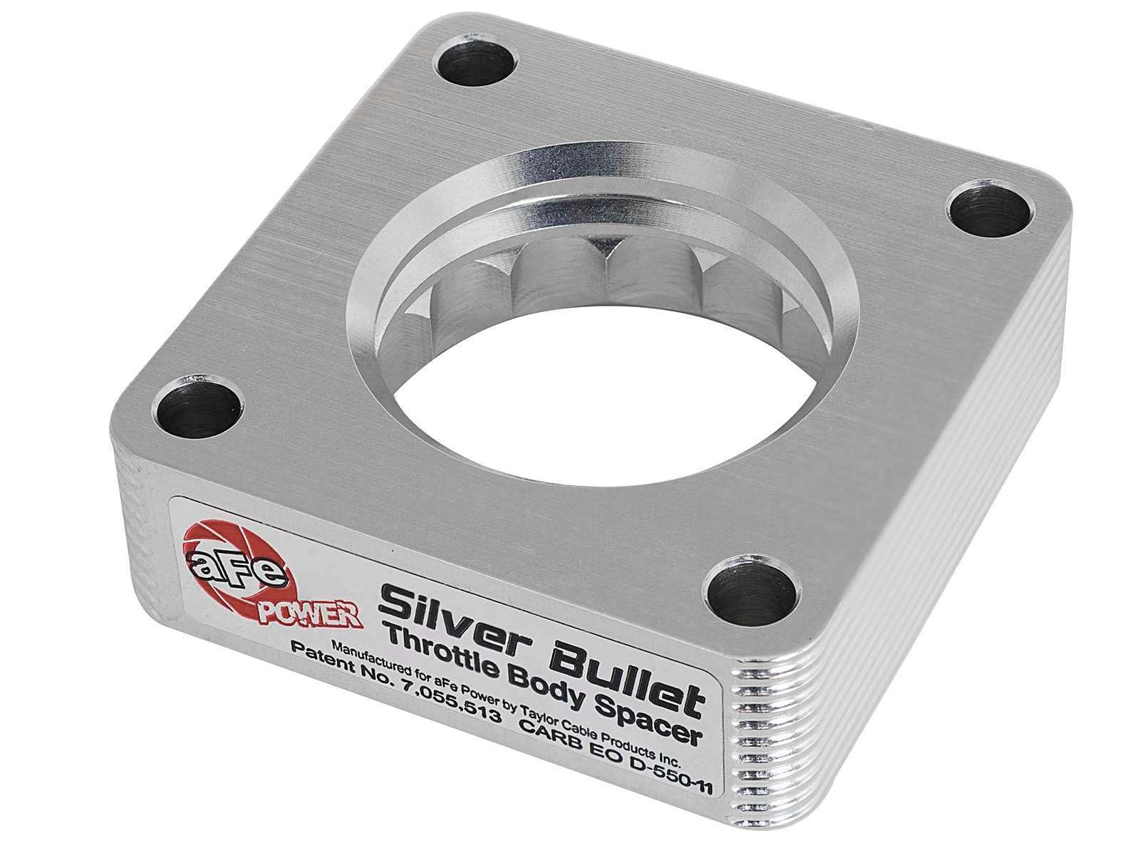  فاصل بوابة الخانق من aFe Power موديل Silver Bullet 46-35001 لتحسين أداء محرك الجيب واستجابته للتسارع. مصنوع من ألمنيوم عالي الدقة بتصميم حلزوني داخلي يعمل على تدوير الهواء لخلطه بشكل أفضل مع الوقود