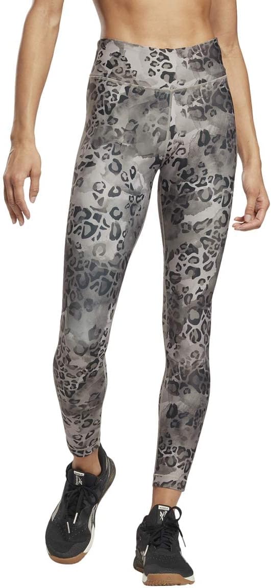 Reebok Leopard Pattern Back Logo Leggings for Women