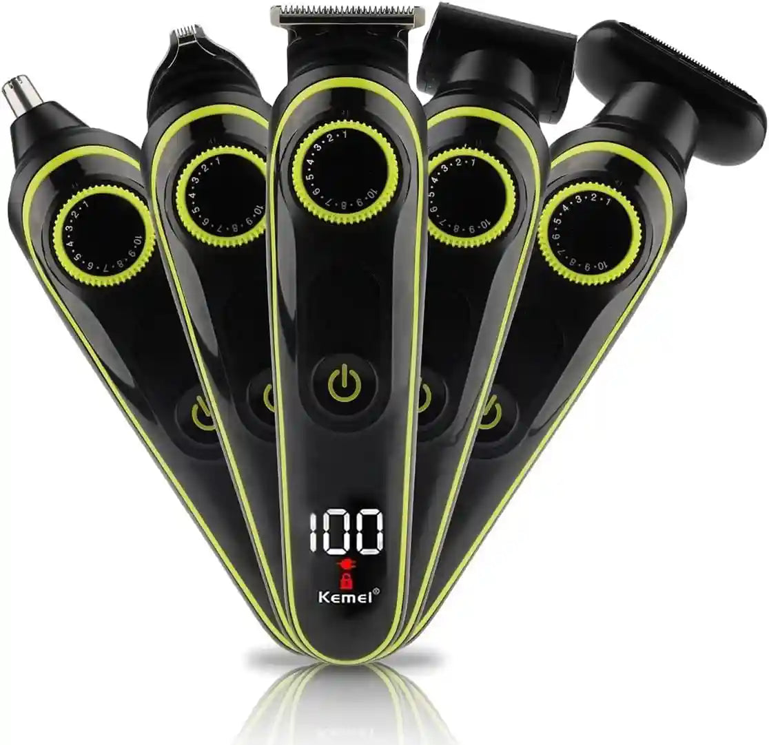 KEMEI KM-696 5 in 1 electric HAIR SHAVER full care grooming kit. Professional Body Ear Nose Hair, Men’s Beard Grooming Kit Mustache Trimmer, Cordless Electric Hair Clippers Haircut - Safqqa Egypt