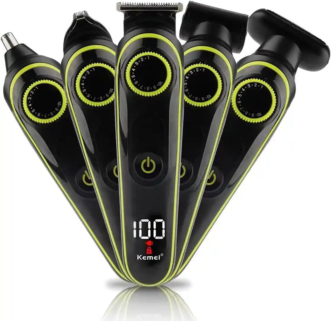 KEMEI KM-696 5 in 1 electric HAIR SHAVER full care grooming kit. Professional Body Ear Nose Hair, Men’s Beard Grooming Kit Mustache Trimmer, Cordless Electric Hair Clippers Haircut - Safqqa Egypt