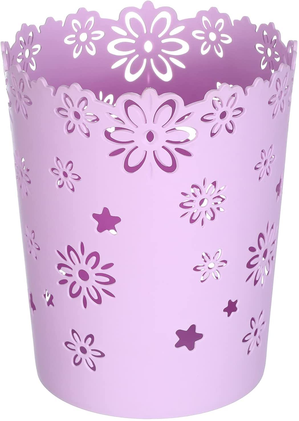 Round Plastic Basket with Floral Design for Home Organization and Daily Use