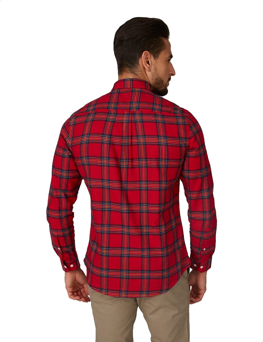 Splash Long Sleeves Plaid Button-Down Shirt for Men