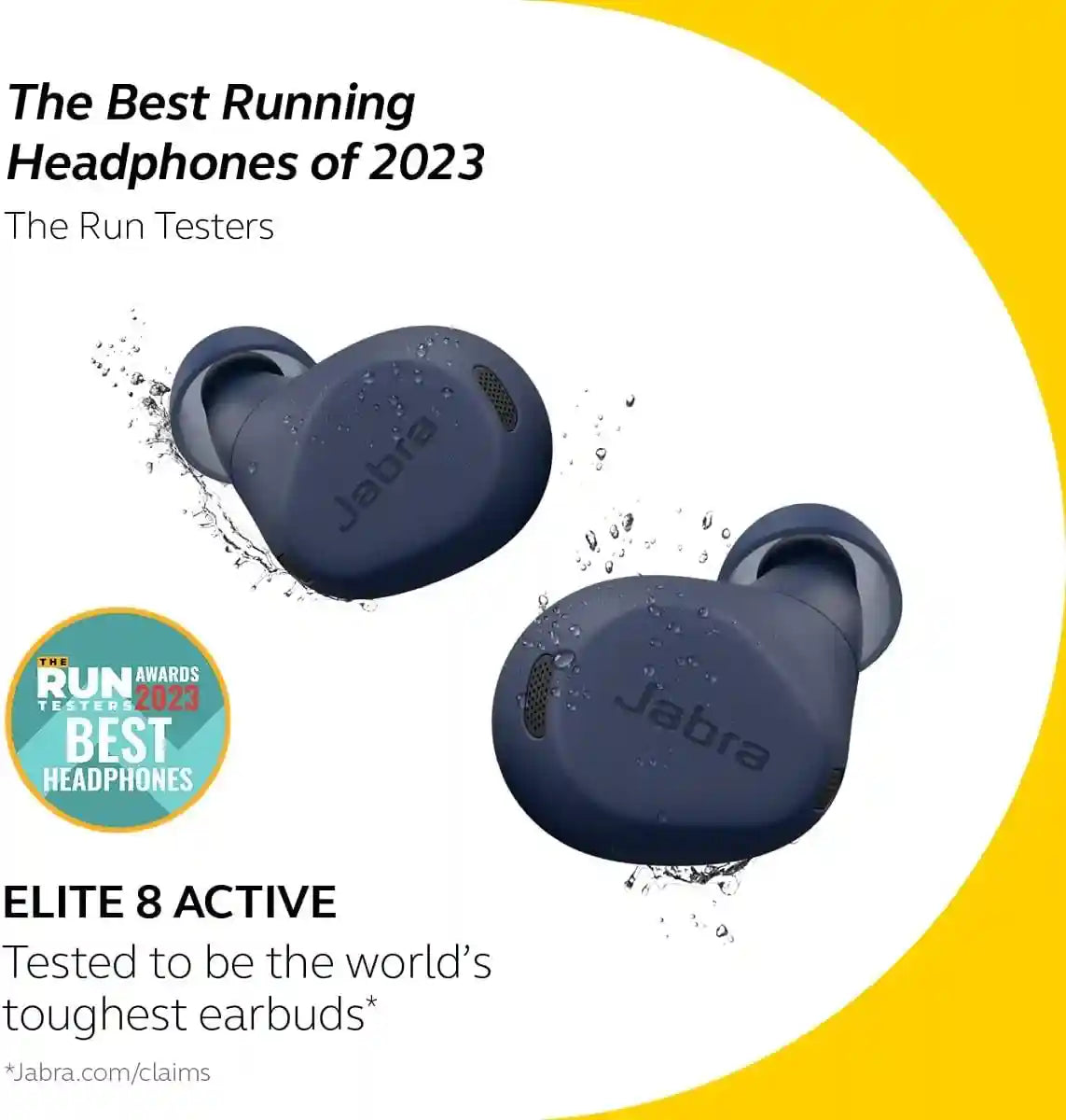 Jabra Elite 8 Active True Wireless Earbuds – Bluetooth Sports Earbuds with Secure in-Ear Fit for All-Day Comfort - Military Grade Durability, Active Noise Cancellation, Dolby Surround Sound - Navy