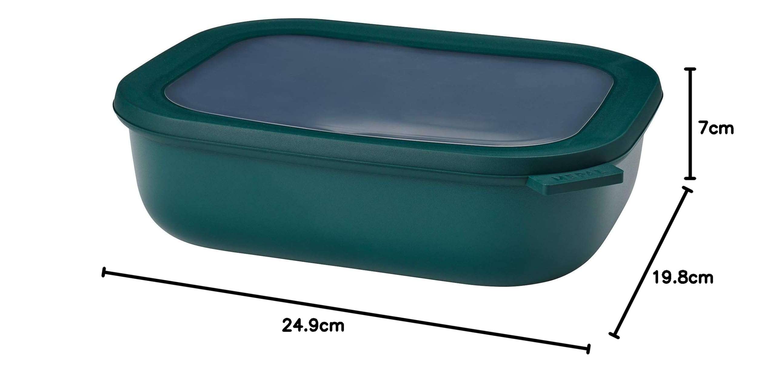 وعاء متعدد الاستخدامات من Mepal موديل Cirqula مستطيل الشكل بسعة 2000 مل / 68 أونصة هو الحل المثالي للتخزين والتقديم في المطبخ. غطاء محكم ومضاد للتسرب للحفاظ على نضارة الطعام