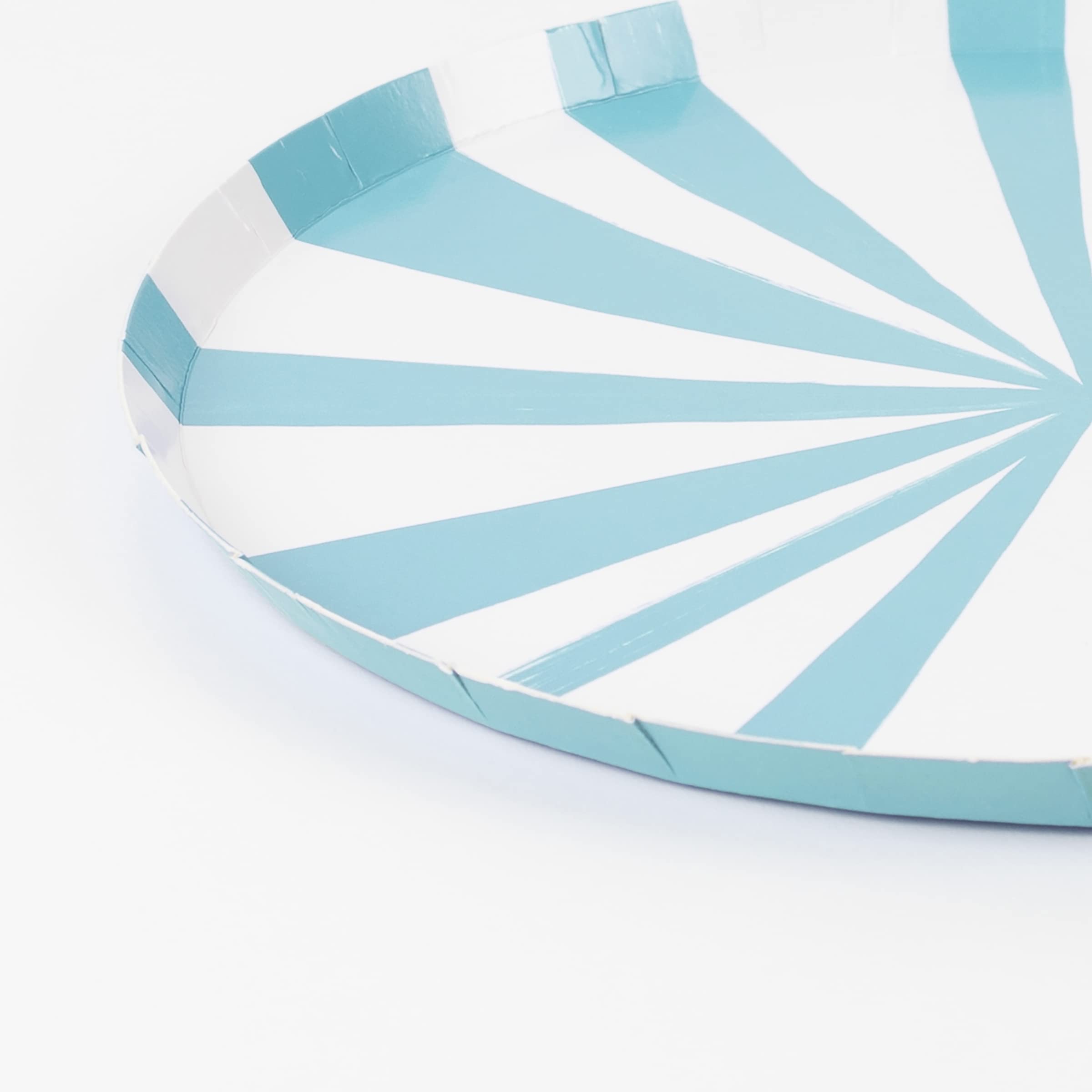 Meri Meri Blue Stripe Side Plates – Pack Of 8 Durable 450Gsm Paper Plates With Bold Blue Stripes, Perfect For Boys’ Birthdays, Baby Showers, And Party Snacks