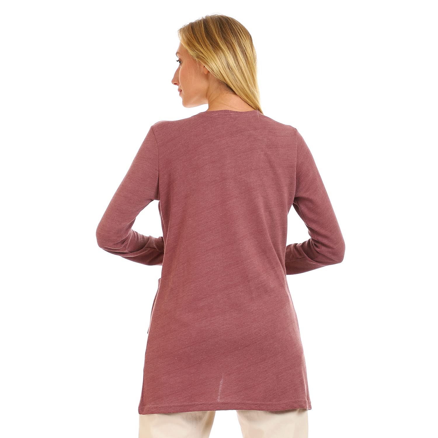 JAMILA Women Basic Plain Open Neckline Cardigan Sweater