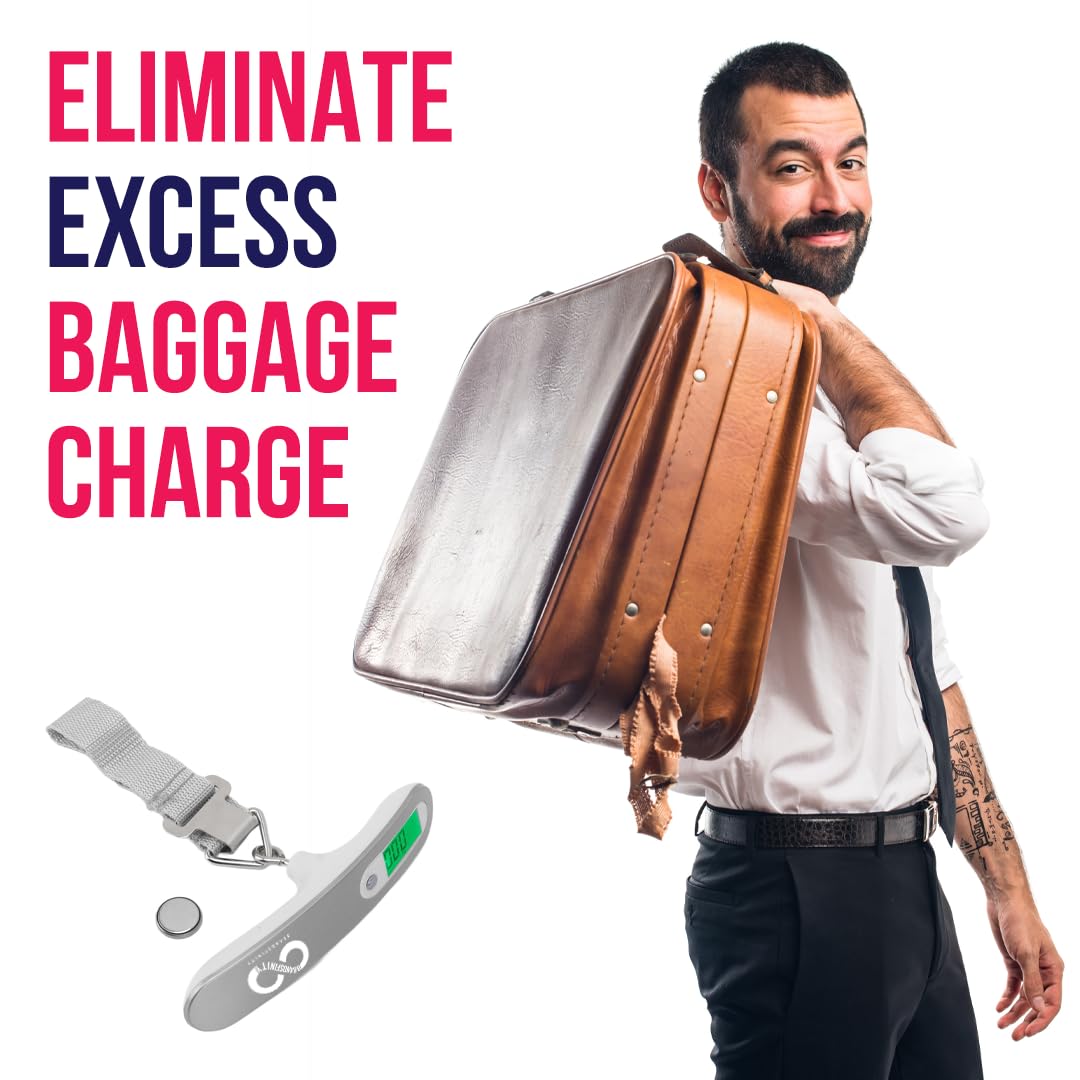 BRANDSFINITY Digital Luggage Weighing Scale Backlight Hanging Portable Travel Suitcase Scale with LCD Display for High Precision Weight Measurement Capacity Upto 50kg/110lbs - Safqqa Egypt