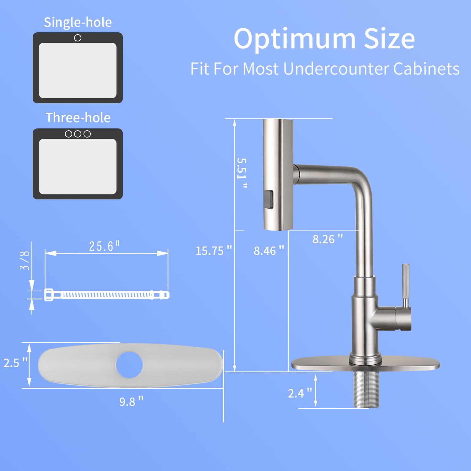 Deseegoal Head Switch Kitchen Faucets with Pull Down Sprayer, Three Function Sprayer Single Handle Sink Faucet 1 or 3 Hole Installation, 360°Rotatable Kitchen Sink Faucet