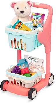 B. Toys Musical Shopping Cart with Plush Bear - Cranberry