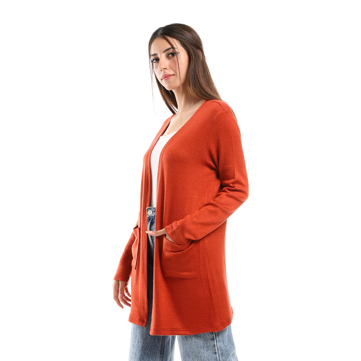JAMILA Women’s Short Cardigan Sweater with Side Pockets