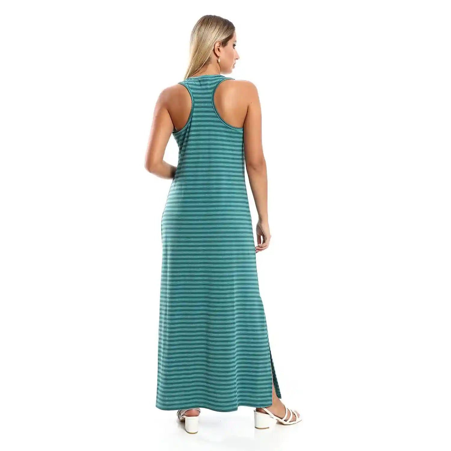 JAMILA Women Striped Sleeveless Long Dress - Safqqa Egypt
