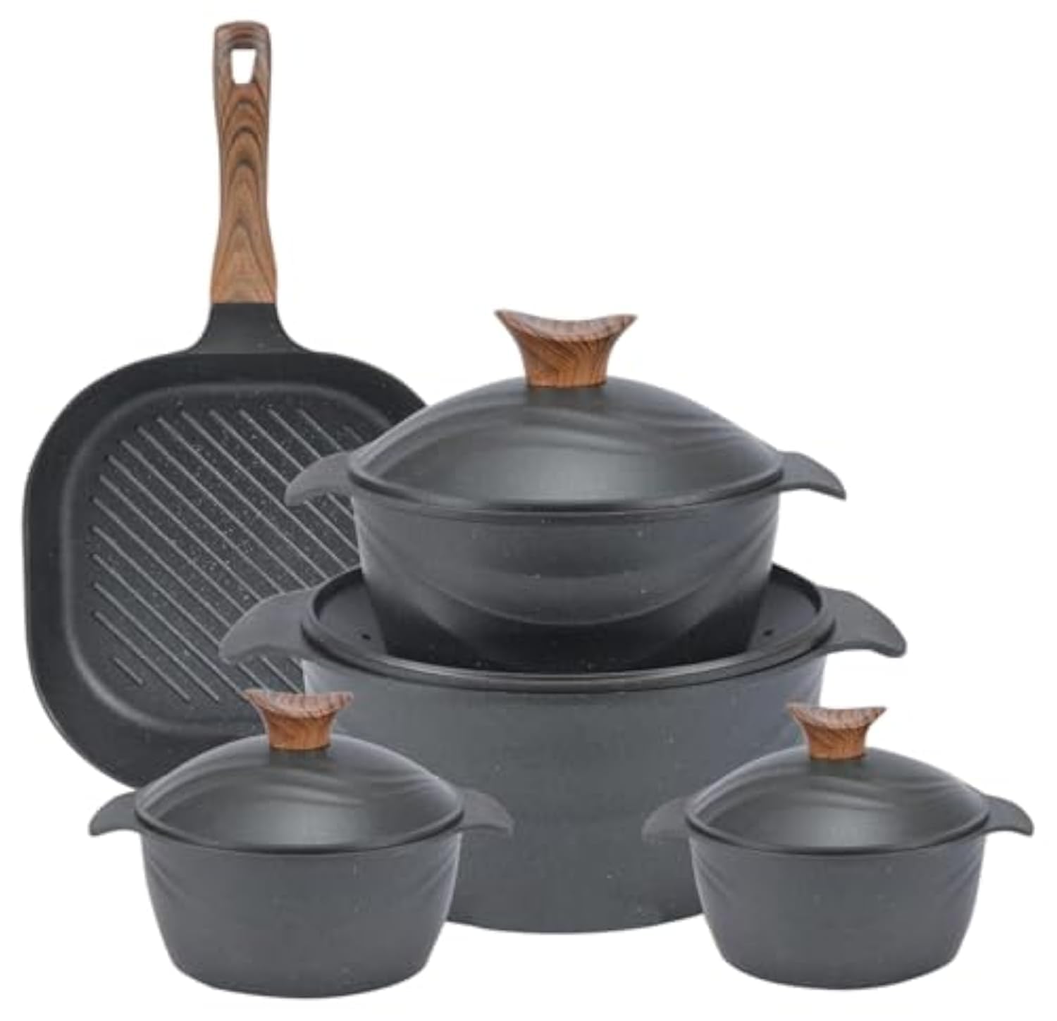 Granite Healthy Kitchen Cookware Set 9 qs with Grill