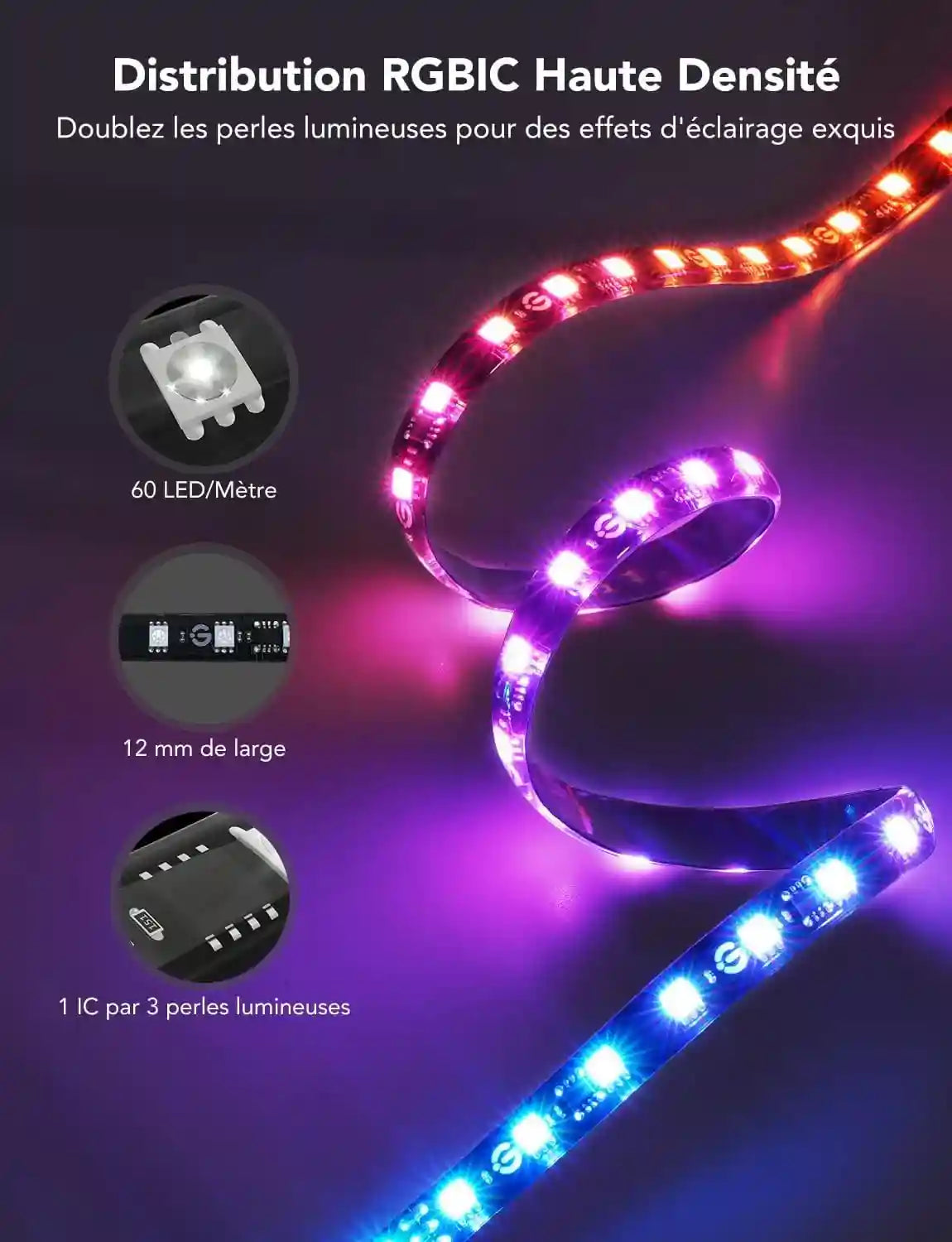 Generic TV Backlight T2 with Dual Cameras, 11.8ft RGBIC Wi-Fi TV LED Backlights for 55-65 inch TVs, Double TV Light Beads, Adapts to Ultra-Thin TVs, Smart App Control, Music Sync, H605C - Safqqa Egypt