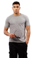 Ravin Heather Medium Grey Short Sleeves Slip On T-Shirt For MEN,Slip-on design for easy wearing.
