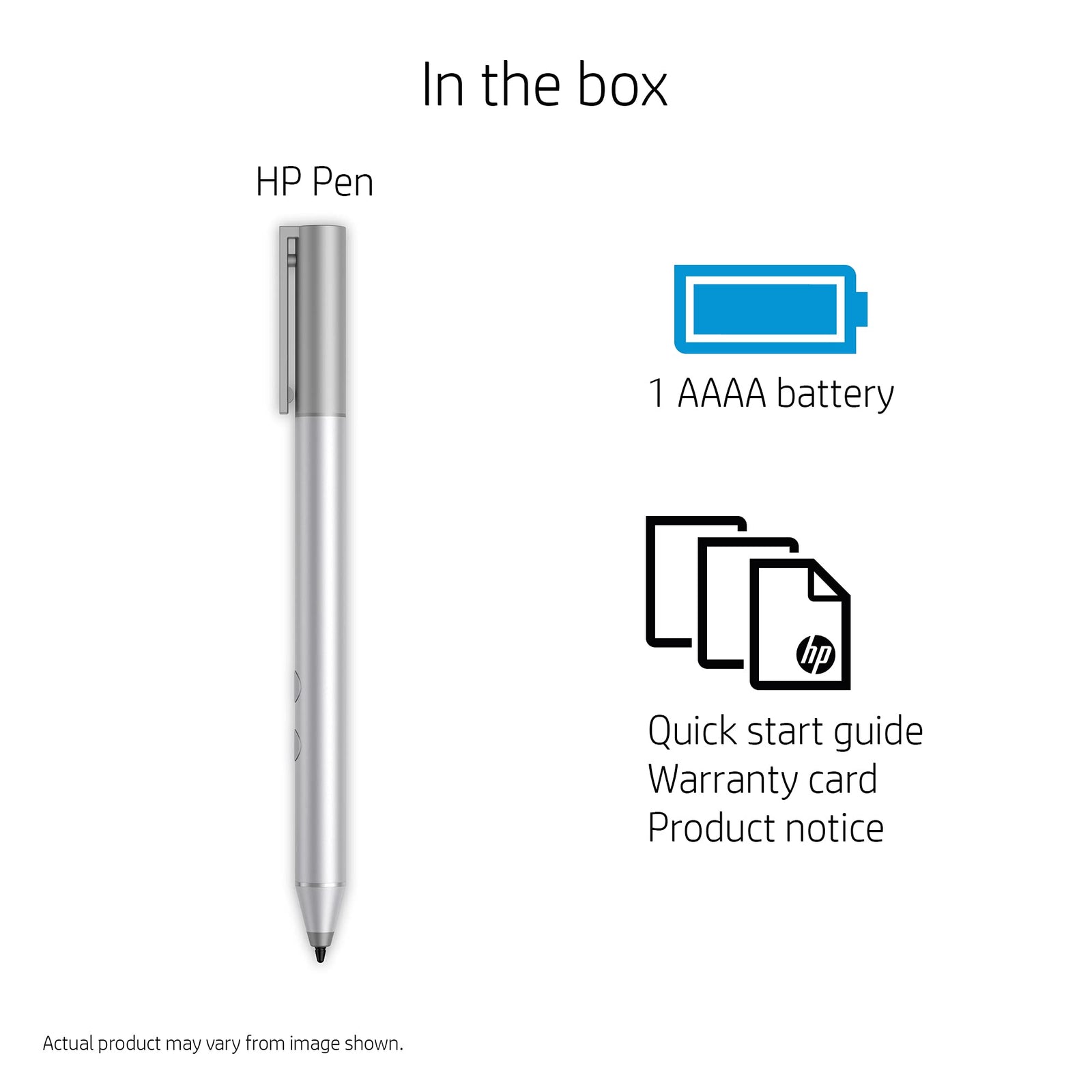 HP Pen Stylus with Pressure Sensitivity for Windows Pen Enabled Laptops, 18-Month Battery Life Precision Function Buttons Premium - Silver