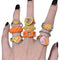 Fluffy Trendy Metal Orange Rings Set for Women