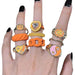 Fluffy Trendy Metal Orange Rings Set for Women