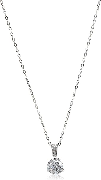 Sweet Rose Women Sterling Silver Necklace White CZ Inverted Y Pendant