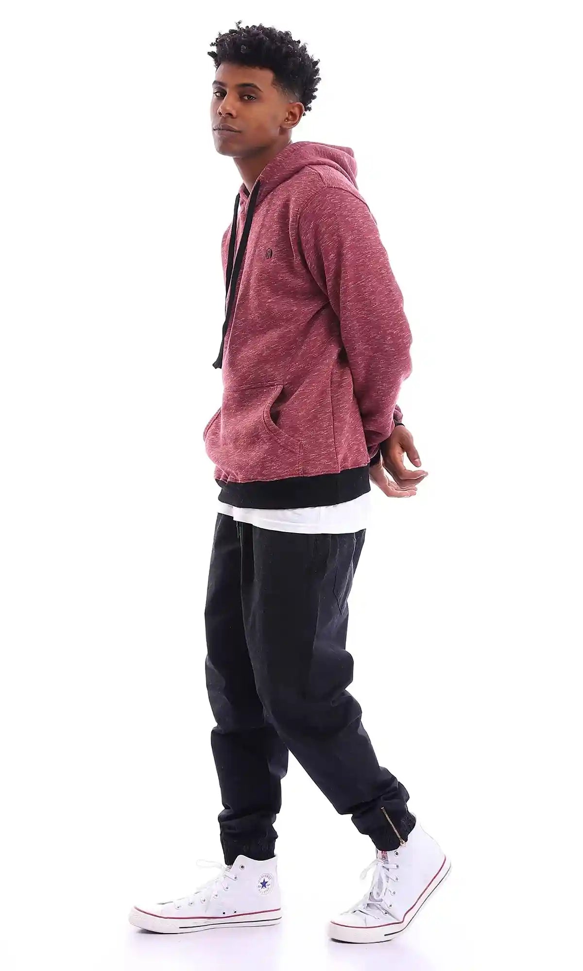 Ravin mens Ravin 96047 Slip On Heather Burgundy Hooded Neck Hoodie Sweatshirt