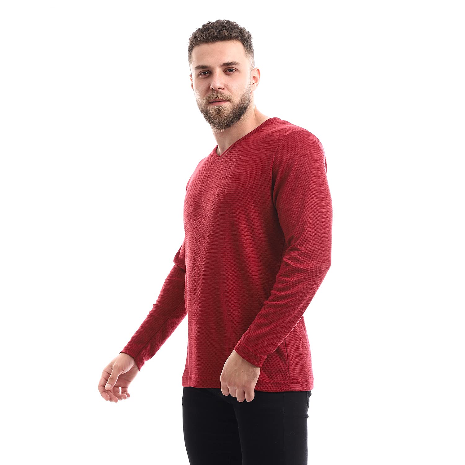 Off Cliff Plain Vneck Long Sleeves Top Casual SweatShirt For Men,Ideal for casual outings, lounging, or everyday wear.