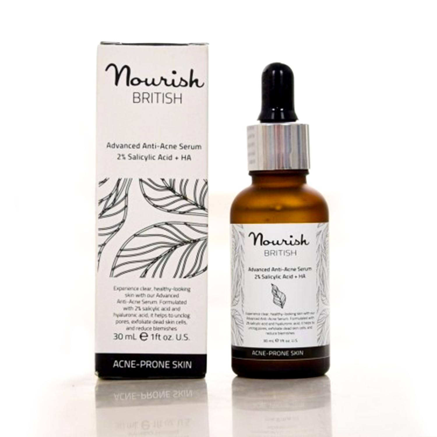 Nourish British Advanced Anti-Acne Serum 2% Salicylic Acid + HA 30ml - Safqqa Egypt