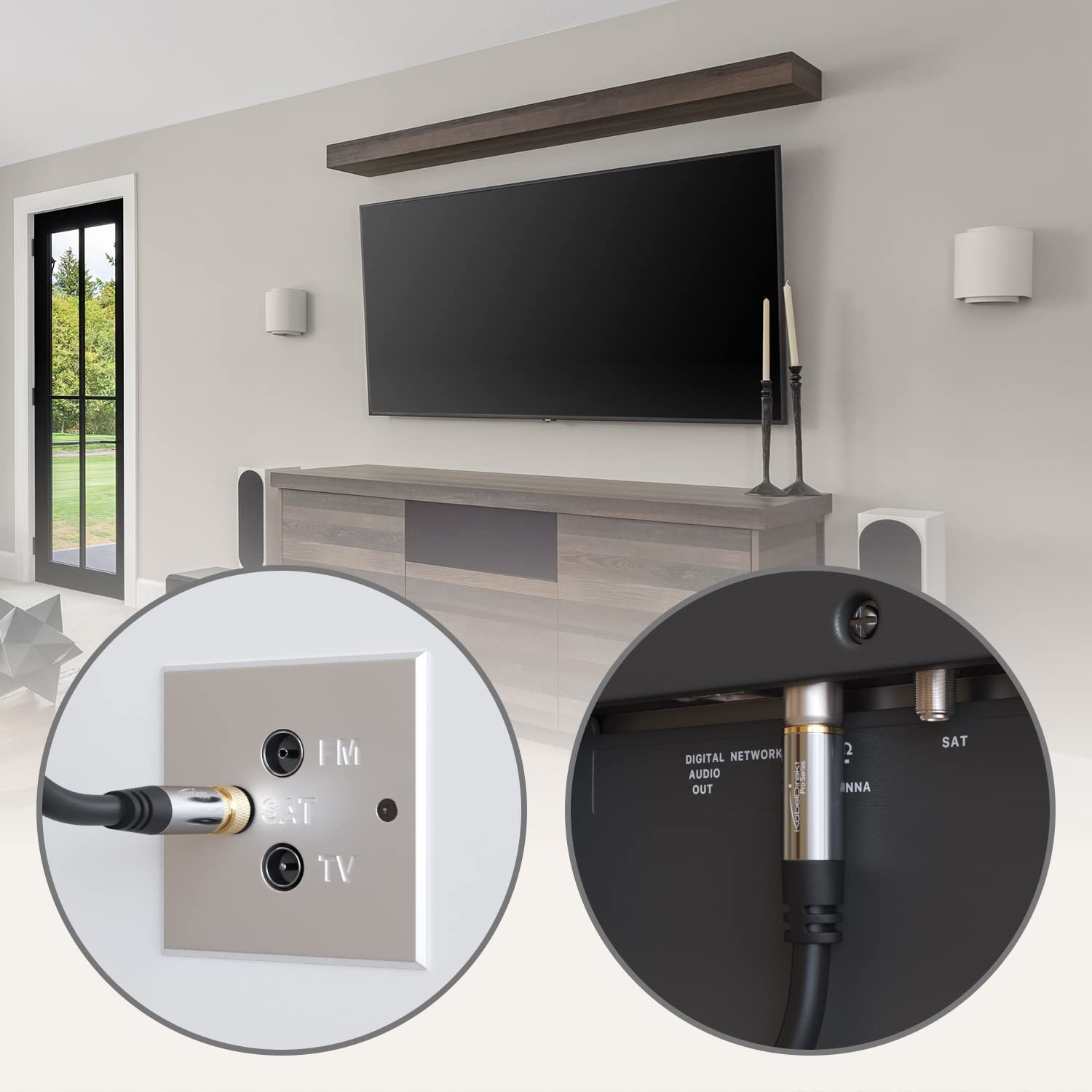 SAT/Aerial Cable with break-proof metal plugs – 10m (TV/Satellite Cable, adapter from F-connector to antenna plug, suitable for TV, radio, DVB-T2/DVB-C/DVB-S/DVB-S2) by CableDirect