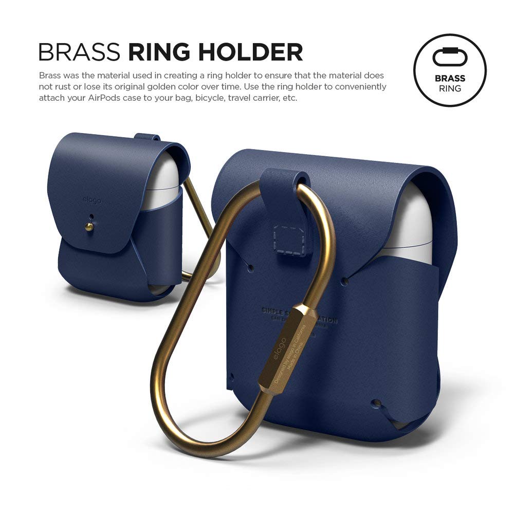 Elago Airpods Genuine Leather Case - Jean Indigo - Safqqa Egypt