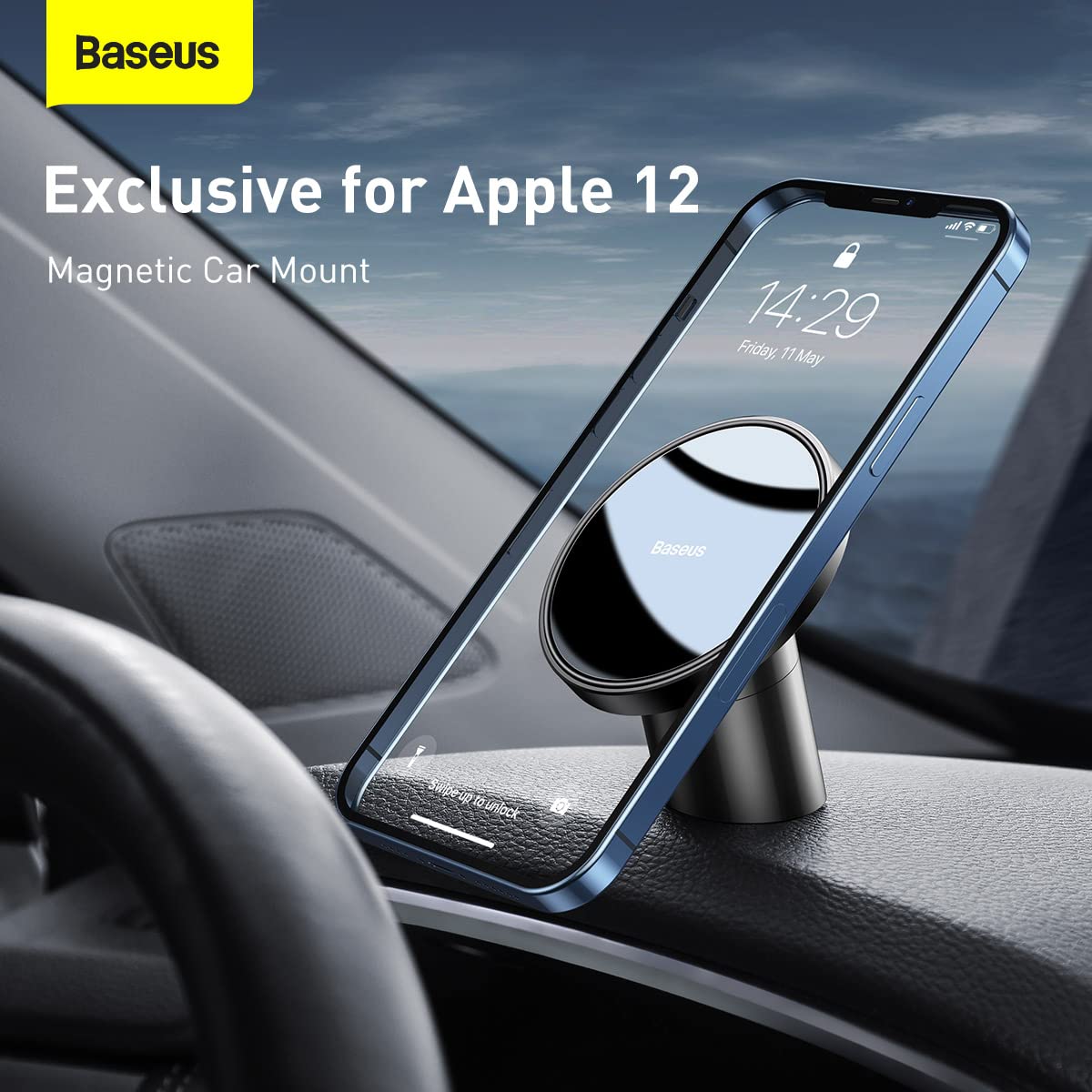 Baseus Magnetic Car Mount Dashboard & Air Vent Cell Phone Holder Compatible for iPhone
