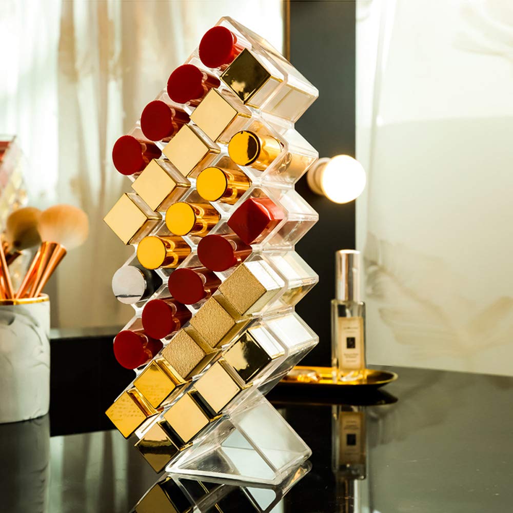 منظم أحمر الشفاه Spaceshoop Insoftb مصمم لتخزين ما يصل إلى 28 أحمر شفاه بطريقة مرتبة وسهلة الاستخدام. مصنوع من مواد متينة وعالية الجودة، 