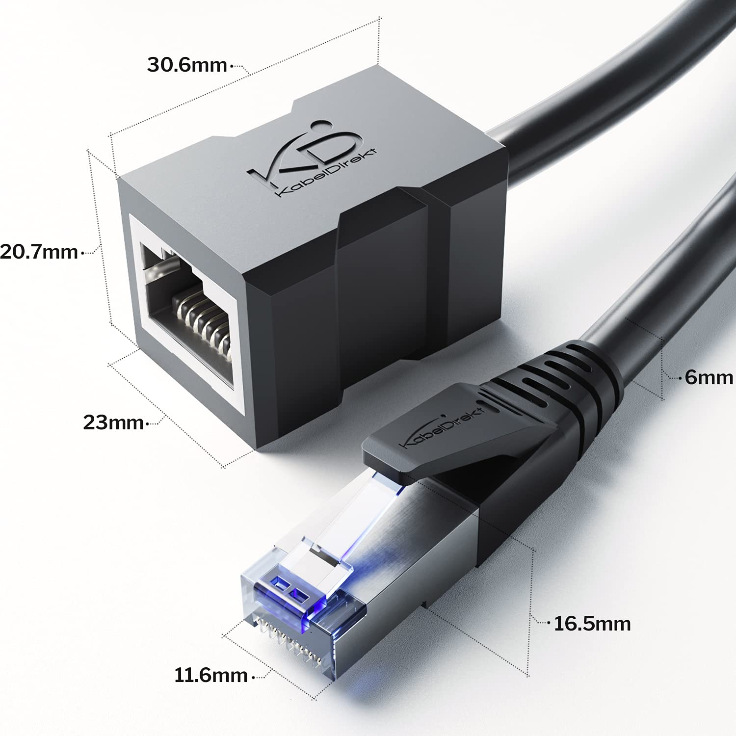 كابل استطالة شبكة محلية 1 متر من دايركت وكابل ايثرنت قارنة - وصلة RJ45 تعمل على تمديد الشبكة عند السرعة الكاملة – كات 7 10 جيجا بايت في الثانية واقي اس اف - تي بي اسود روتر مودم