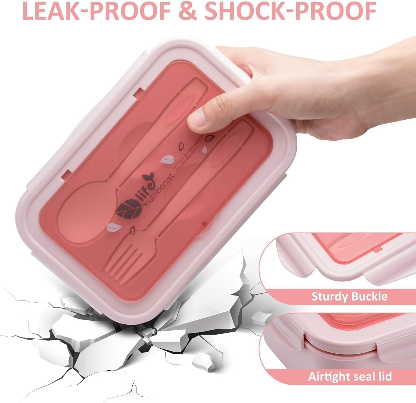 YumLock Boxes for Adults - 1400 ML Bento Lunch Box For Kids Childrens With Spoon and Fork - Durable, Leak-Proof for On-the-Go Meal, Transparent Cover - Reusable,3 Compartments Microwave Safe(Pink) – Safqqa Egypt