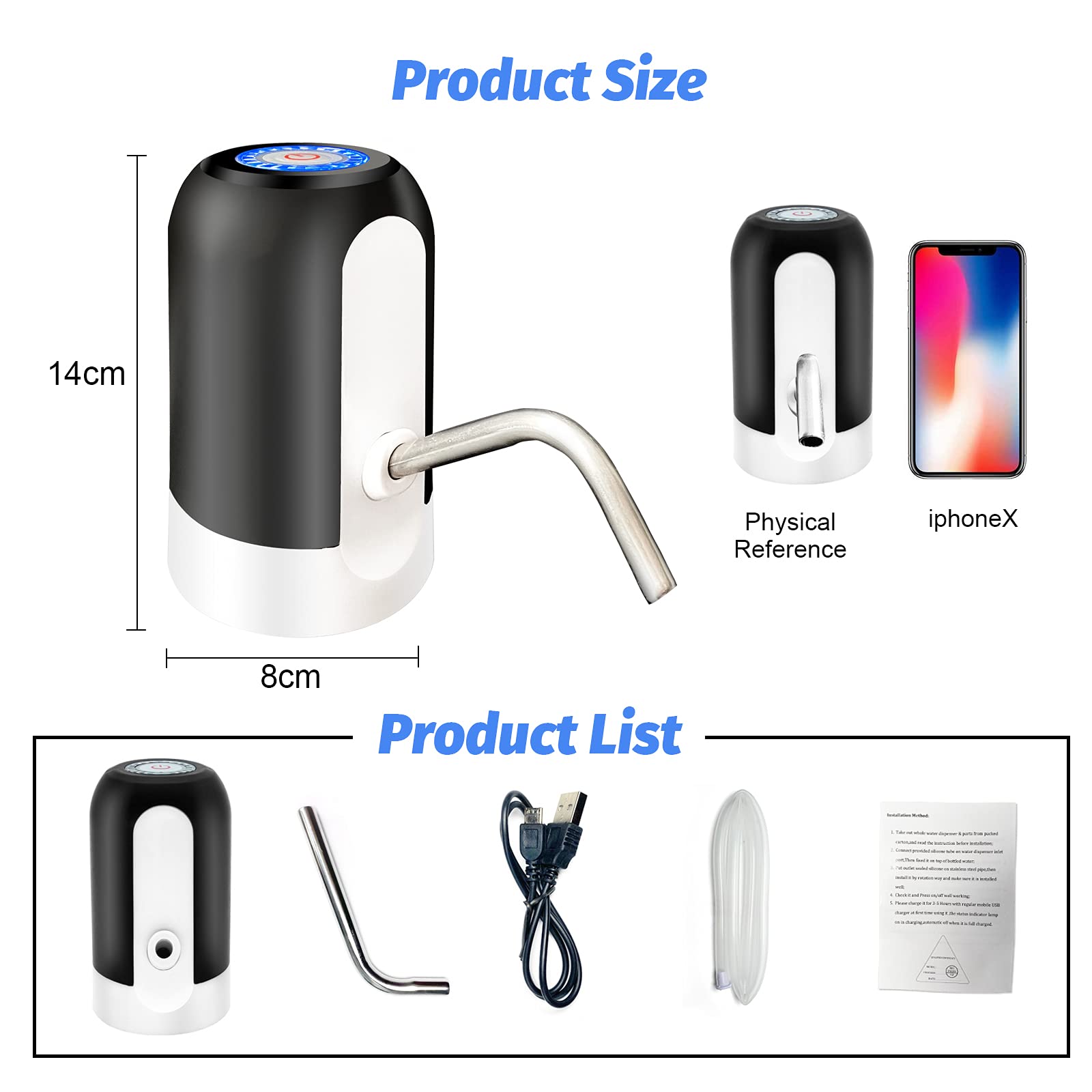 مضخة مياه كهربائية محمولة من سكاي تاتش  – قابلة للشحن USB لقوارير 2-5 جالون