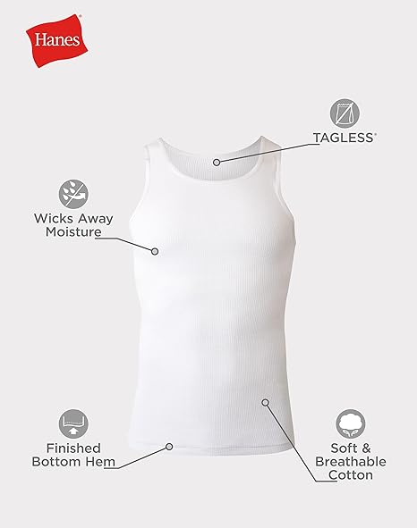 Hanes Men Undershirt Pack of 6 White