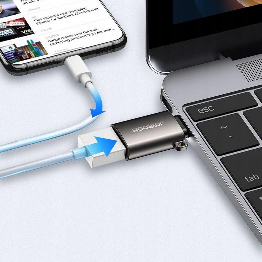 Joyroom USB 3.2 Gen 1 OTG Adapter, USB-A Male to USB-C Female Converter (S-H151), Black – Safqqa Egypt
