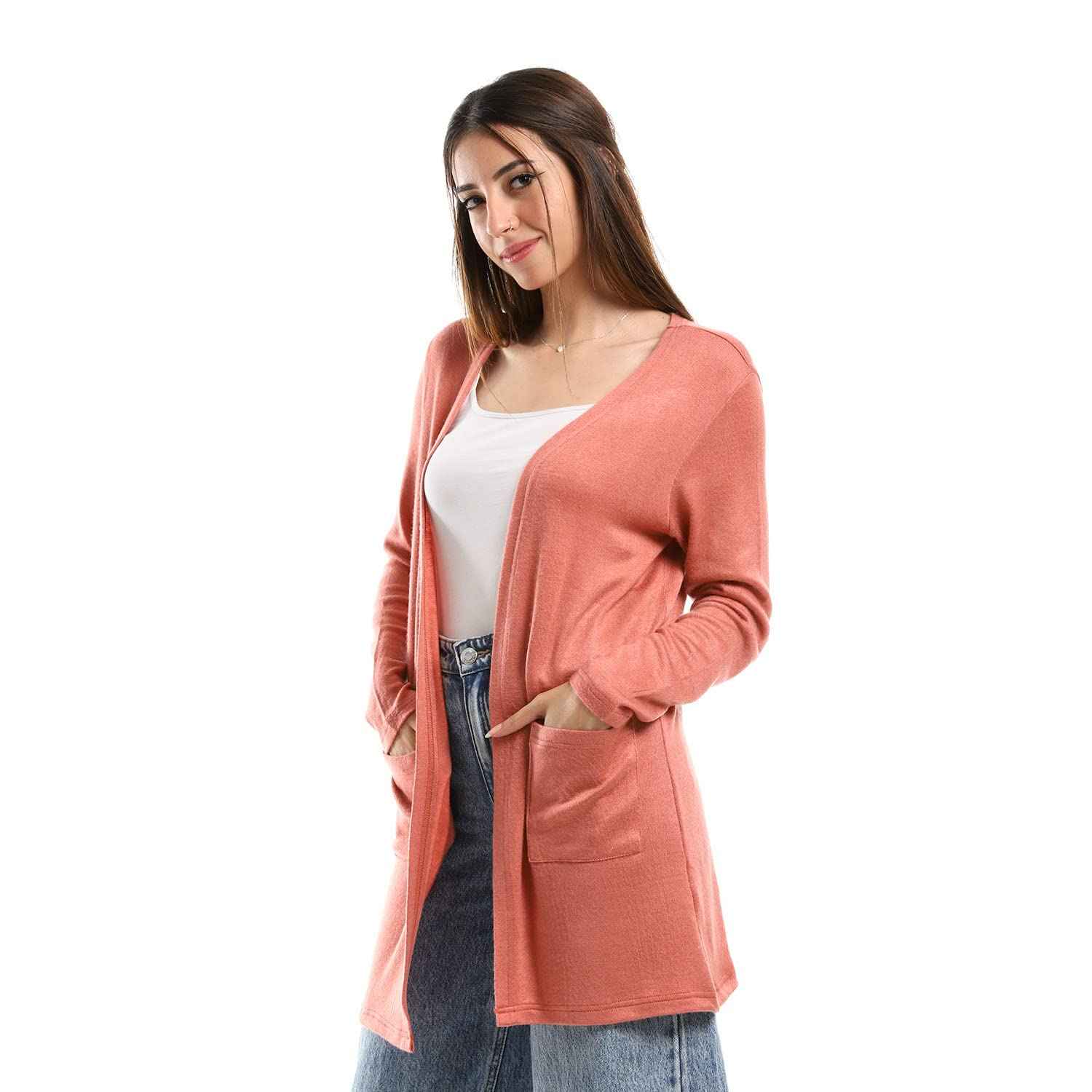 JAMILA Women Side Pockets Short Cardigan SWEATER